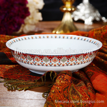 9 Inches Luxury Fine White Porcelain Large Ceramic Soup Bowl of of Persian Market